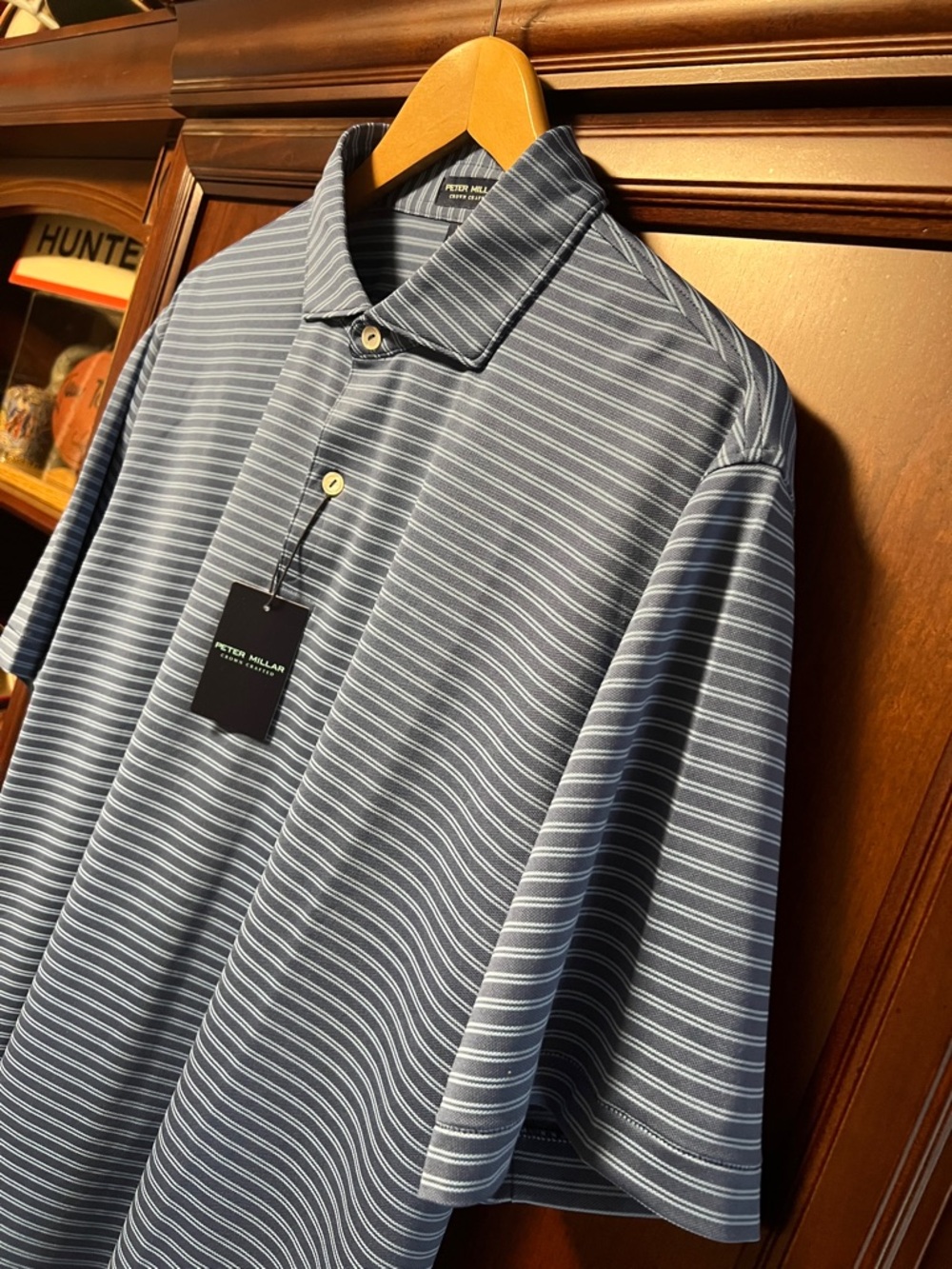 Brand New Peter Millar Crown Crafted Stretch Classic unique blue Striped Polo! - Picture 3 of 14